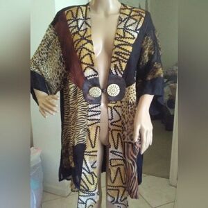 BNWOT INCREDIBLE JACKET BY STERLING STYLE (ONE SIZE) FROG CLOSURE ANIMAL PRINT